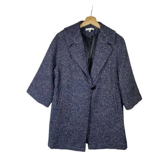 CAbi Jackets & Blazers - CAbi Women Blair Pea Coat Sz XS Dark Blue Tweed Wool Blend Jacket Herringbone‎